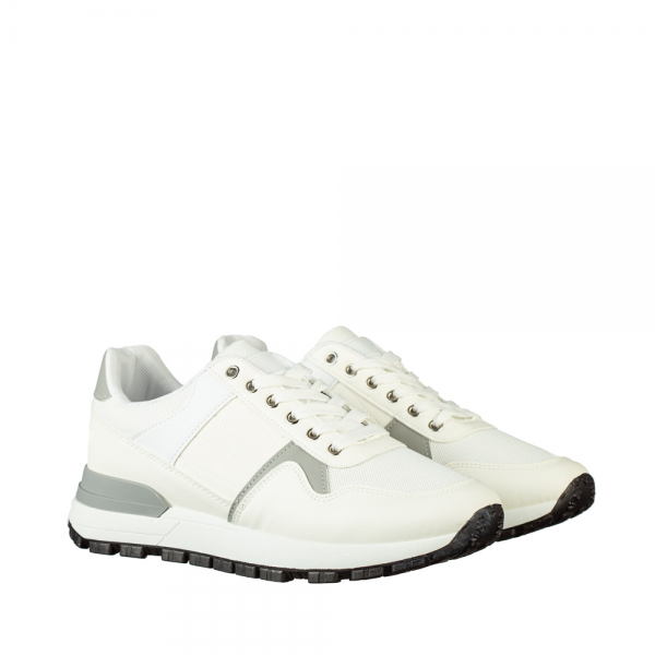Ανδρικά αθλητικά παπούτσια λευκά από οικολογικό δέρμα Dardim, 2 - Kalapod.gr
